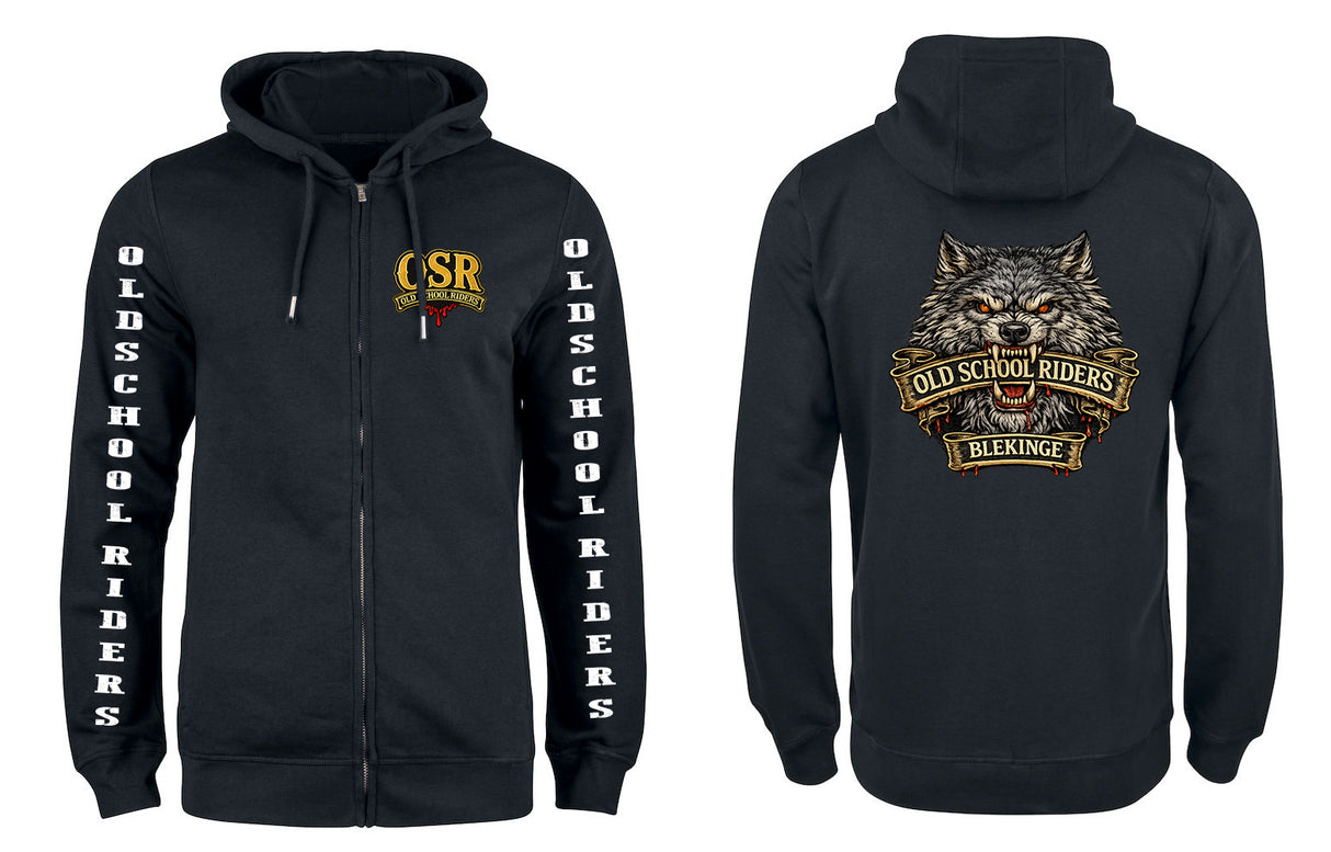 OLD SCHOOL RIDERS. FULL ZIP HOODIE BLEKINGE